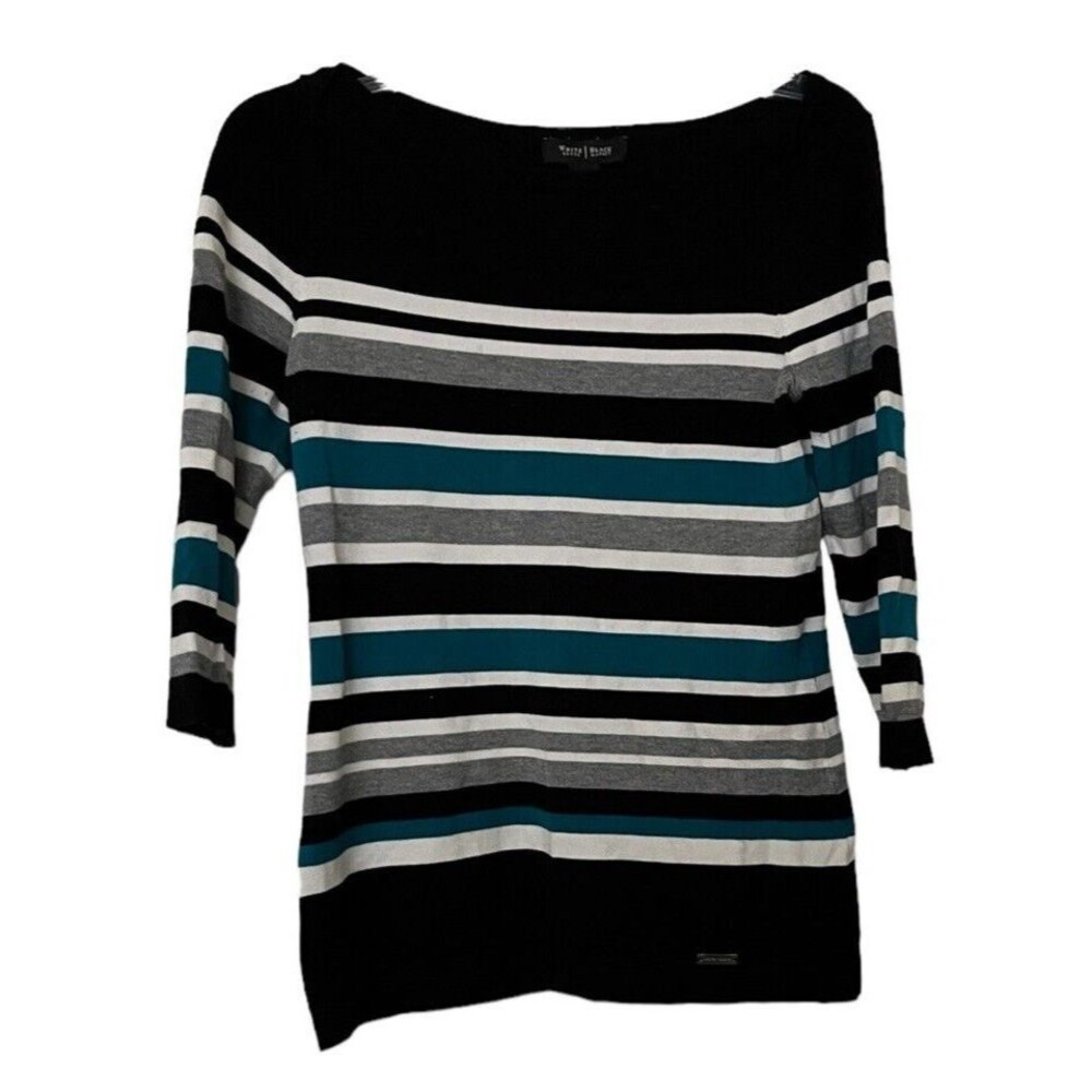 White House Black Market WHBM Women's Sweater Boatneck Stripe Size Small